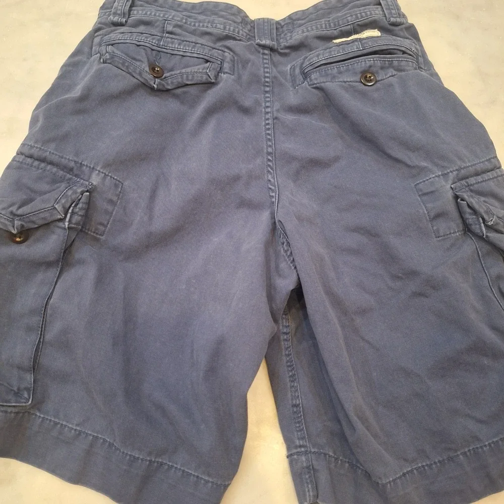 Vtg 90s Polo Ralph Lauren Cargo Shorts Mens 30 Blue Classic Chino Cotton Utility